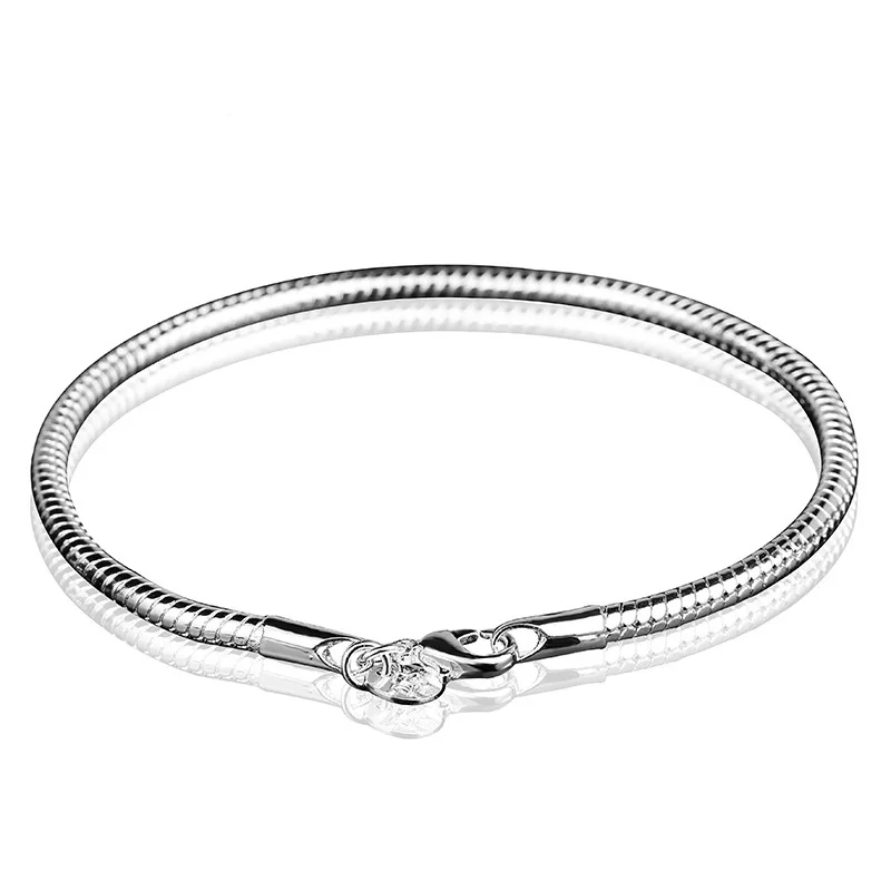 

3mm Solid 925 sterling silver Snake Chain Bangle & Bracelet for Women Diy Style Luxury Jewelry 20 cm