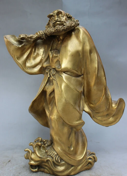 

S2966 8" Chinese Brass Monk Arhat Damo Dharma Bodhidharma Ancestor Buddha Statue D0318