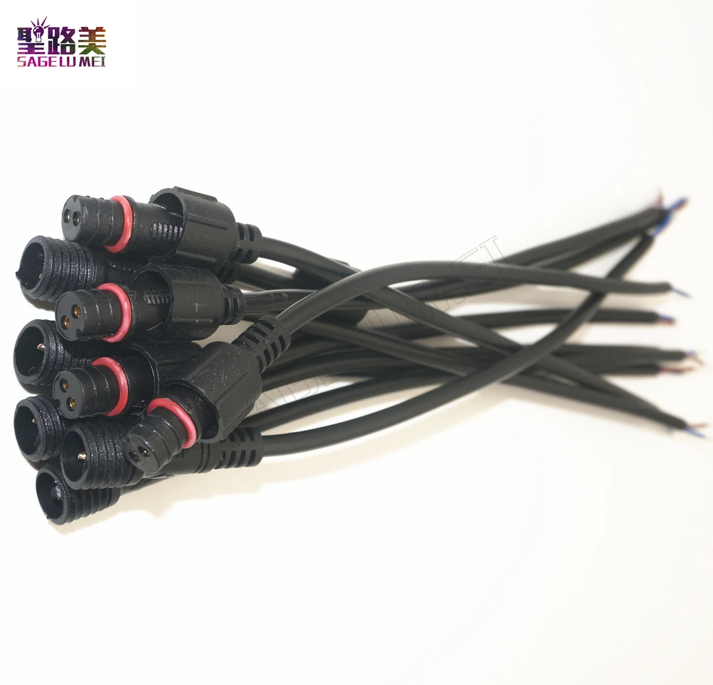 

Free shipping 5pairs/pack 2pin Male to Female Connector Waterproof Cable 2Pin BLACK pigtail for single color LED Strips Light