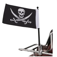 Cool Skull Flag Motorcycle Bike Rear Mount Pole Adjustable Mounting Flagpole For Harley For Honda Universal #MBG001-B