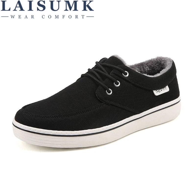 

2019 LAISUMK Casual Shoes Fashion Men Ankle Boots Winter Men Shoes Warm Canvas Shoes Cheap Fur Boots