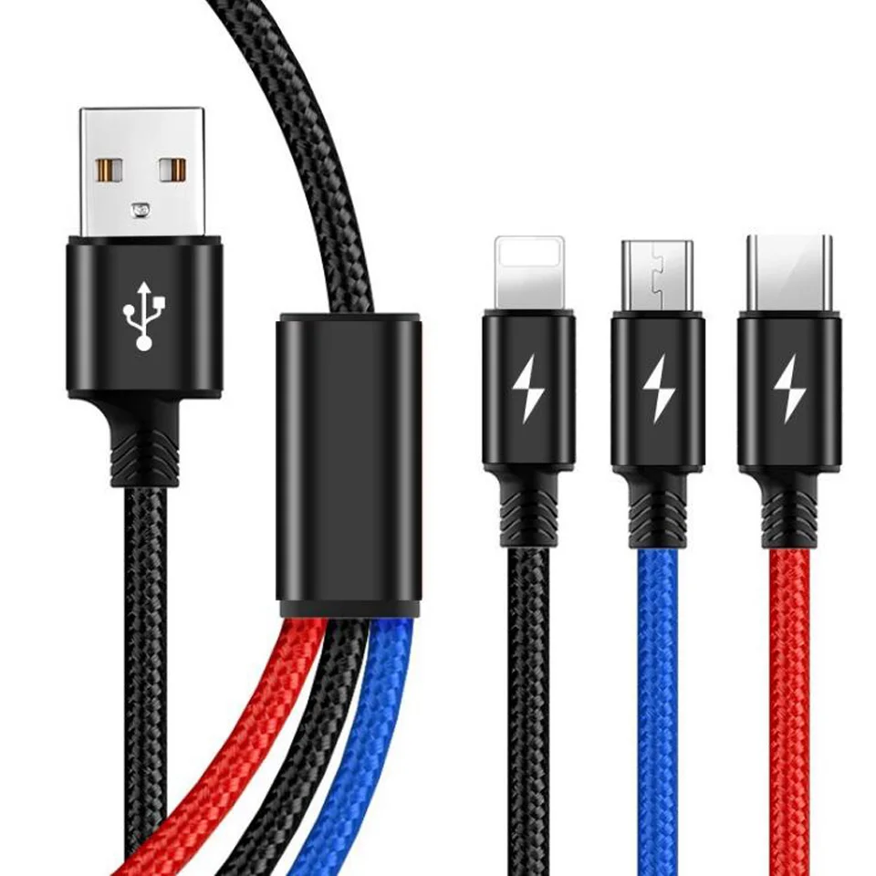 3 In 1 Multi USB Charger Cable For iPhone XR XS X 6 7 8 6s Plus Micro