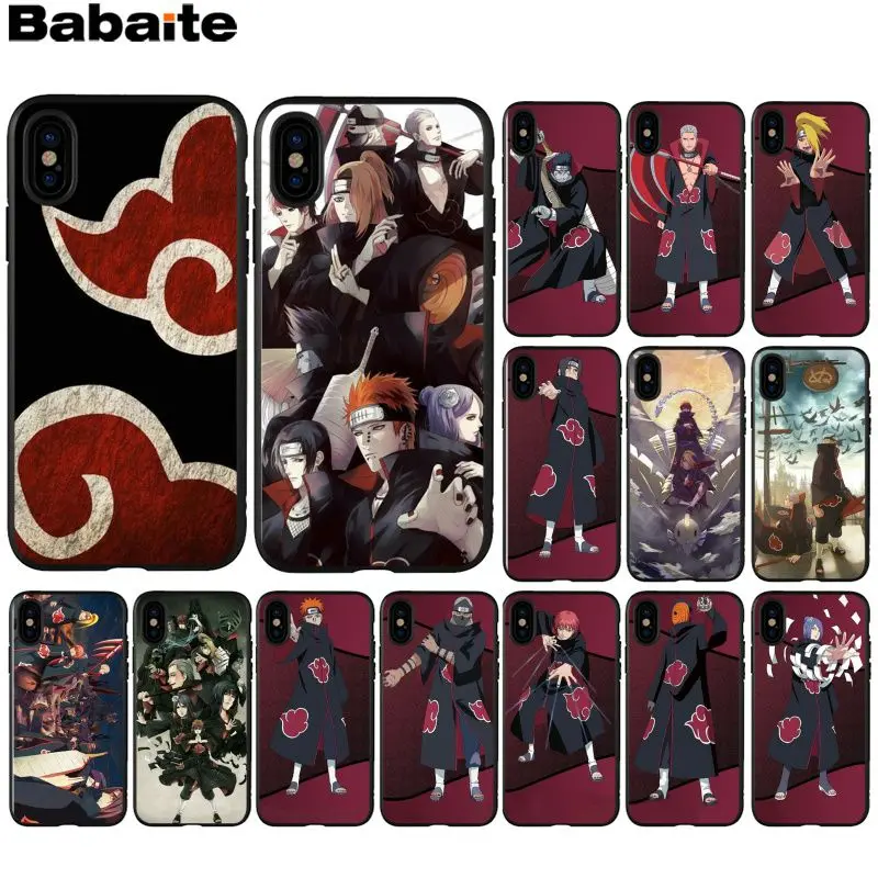 

Babaite Naruto AKATSUKI Smart Cover Black Soft Shell Phone Case for Apple iPhone 8 7 6 6S Plus X XS MAX 5 5S SE XR Mobile Cases