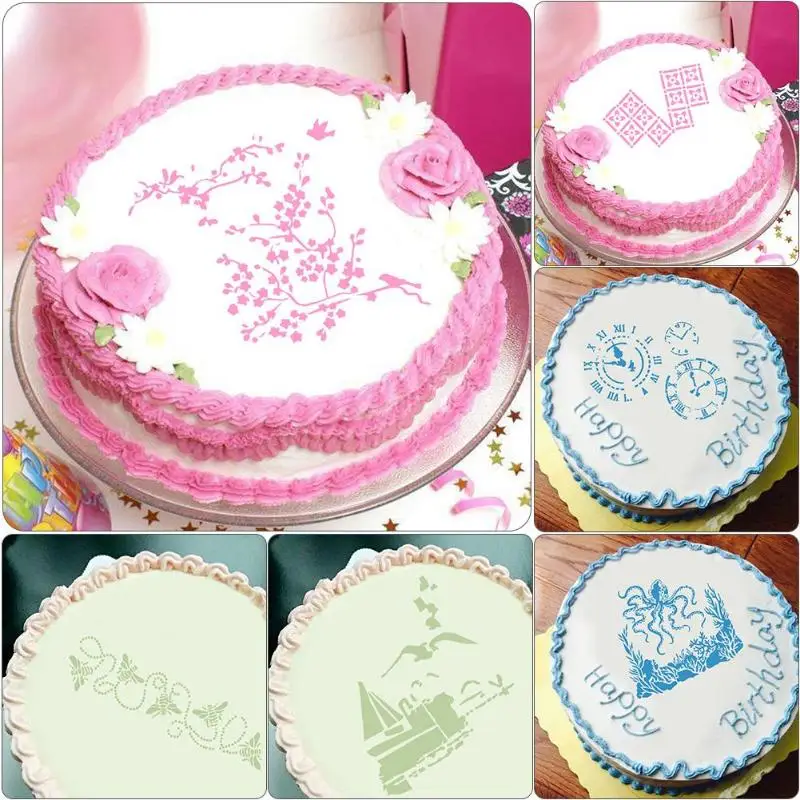 

1Pc Plastic Cake Stencils Flower Spray Stencils Birthday Cake Mold Decorating Bakery Tools DIY Mould Fondant Template