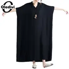 Oladivi, размер d размера плюс, женское повседневное свободное летнее однотонное платье, богемная пляжная одежда, макси длинные платья, женская туника, Vestidios
