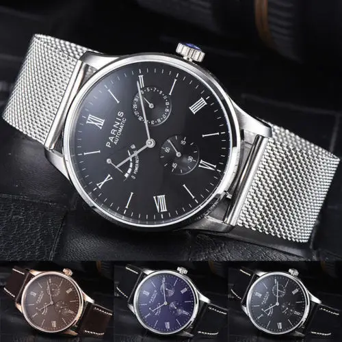 

Romantic gift 42mm Parnis Black Brown White Blue Off-White Dial Power reserve Date Luxury Brand Automatic Movement men's Watches