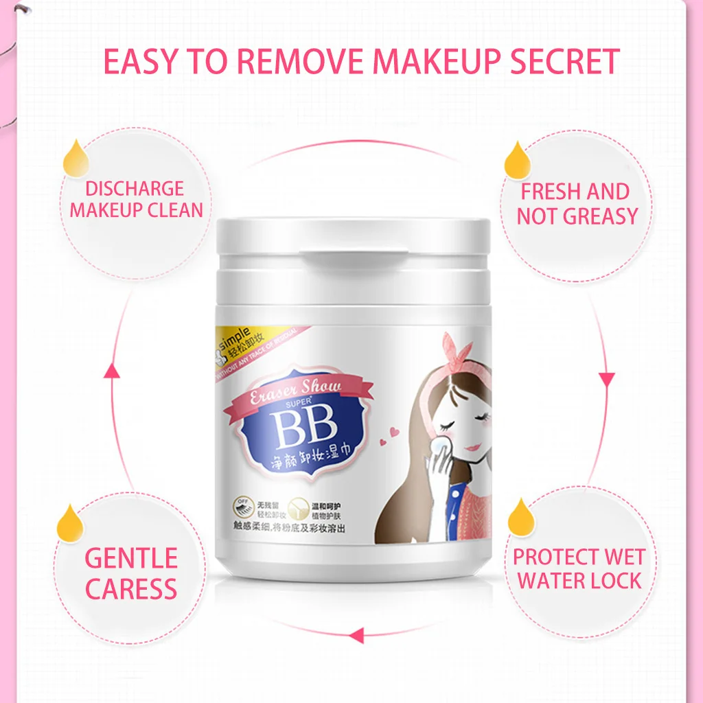 

100 Sheets Make Up Remover Wipes Face Eye Lips Deep Cleansing Dirt Cosmetics Vestigital Cotton Pads Moisturizing Skin Care TSLM2