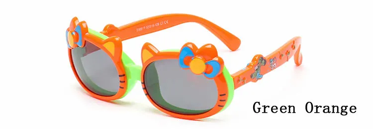 Двух часах очки детские TR90 милые детские прищепка в форме кошки на Поляризованные солнцезащитный очки солнцезащитные очки ребенок девочка очки с мультипликацией для Oculo 859 - Цвет линз: Green Orange