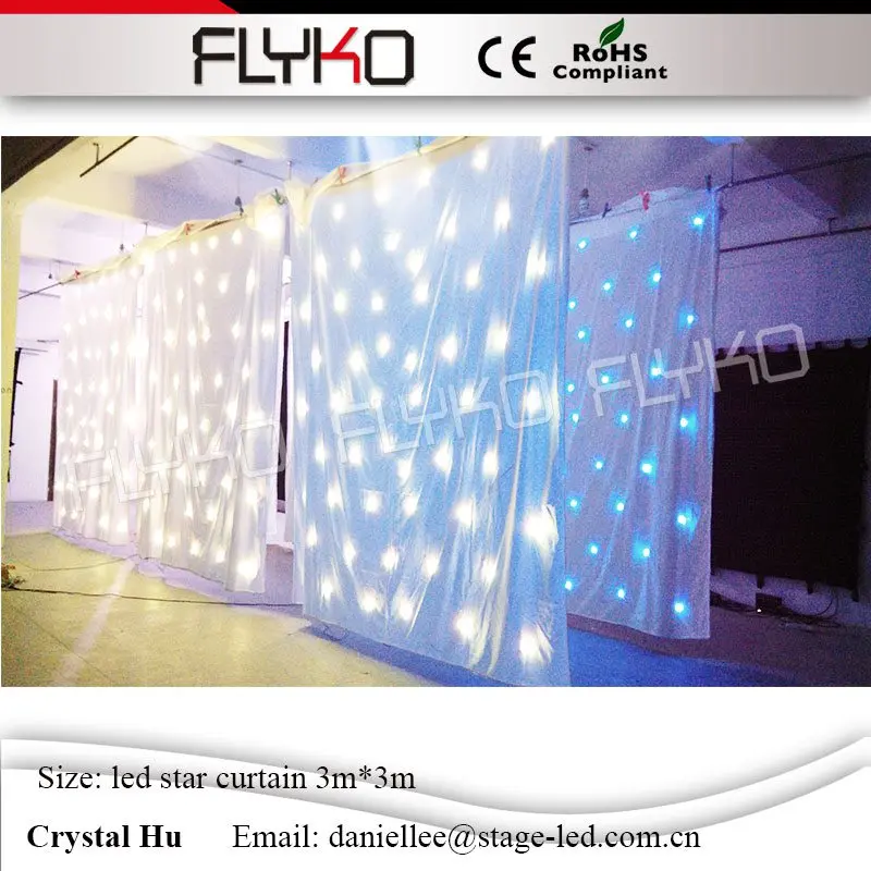 

Fire-proof LED Star Curtain with Remote Controller 3m*3m RGBW LED Stage Backdrop LED Star Cloth for Wedding Decoration
