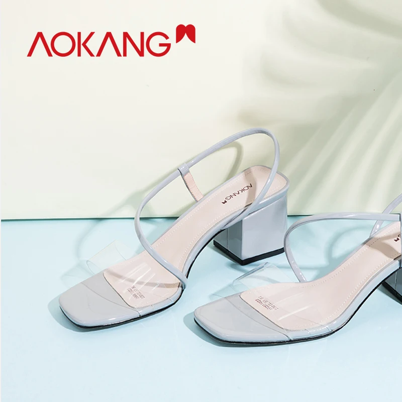 

AOKANG 2019 shoes summer sandals high heels European Design Sandals Shoes ankle strap high quality fashion sandalias mujer