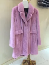 Autumn and winter American velvet mink fur coat V collar pink color free shipping
