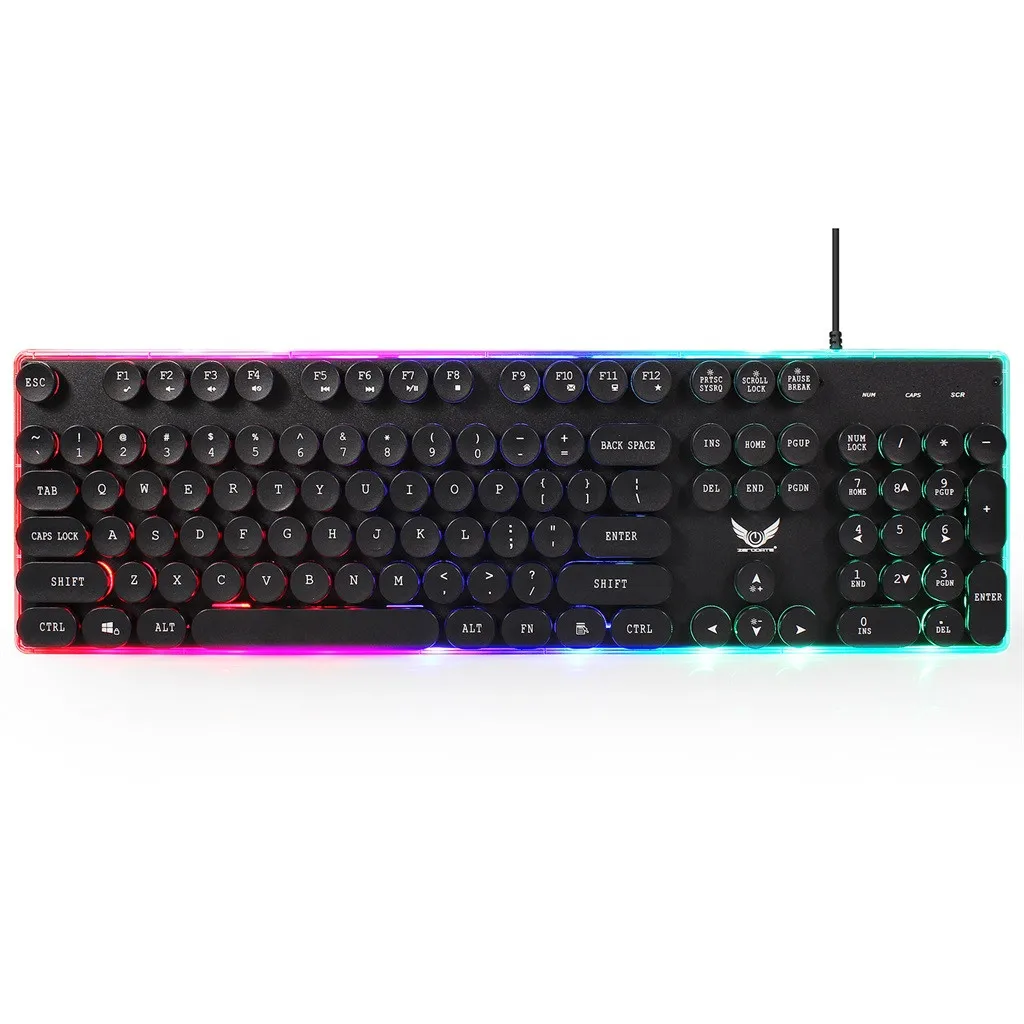 

VOBERRY Backlight Game USB Keyboard Multimedia Keyboard Cap Lighting Color LED USB Cable Mechanical Hand Keyboard
