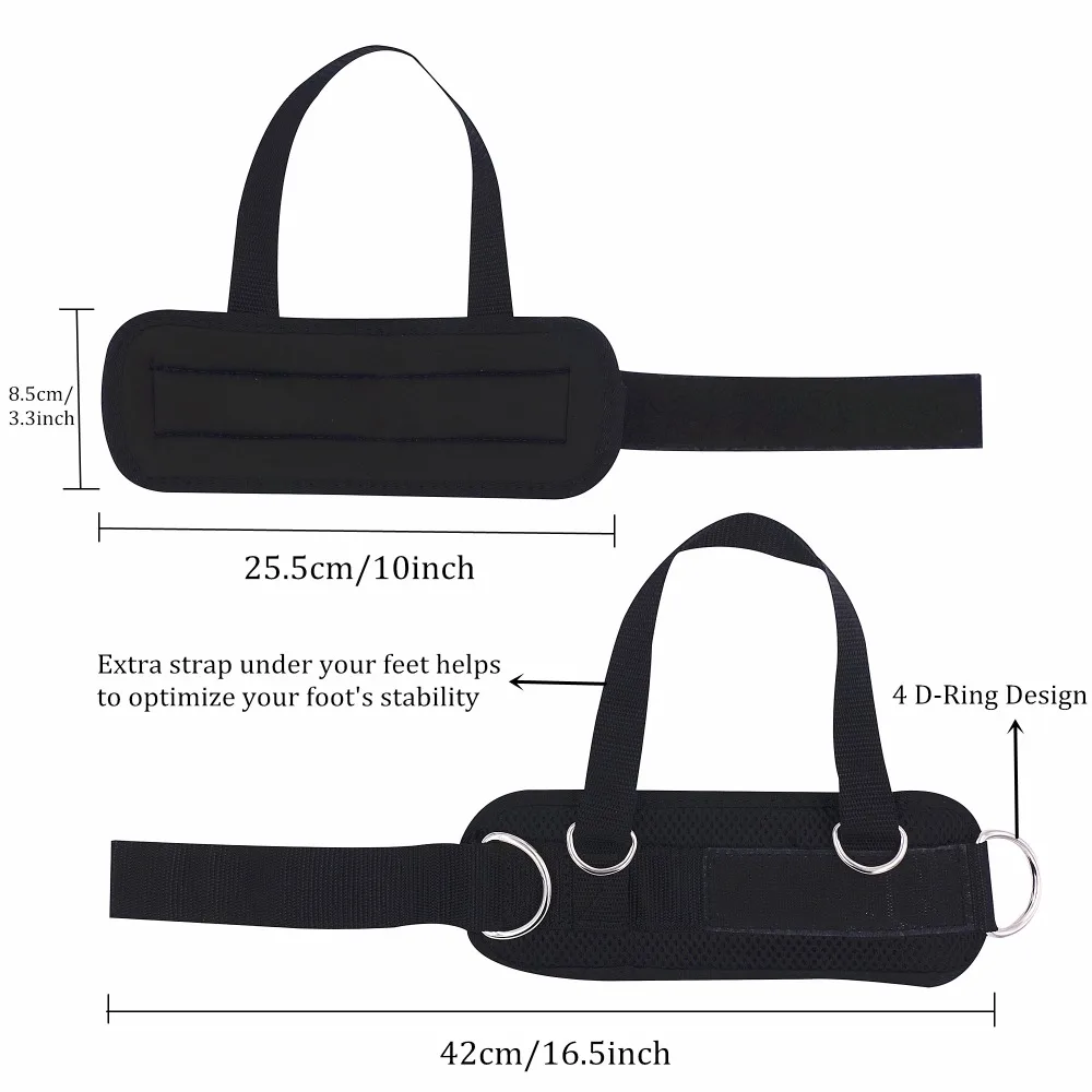 1 Pair 4 D-Ring Ankle Straps for Resistance Band Gym Cable Machines Thick Neoprene Padded Ankle Cuf