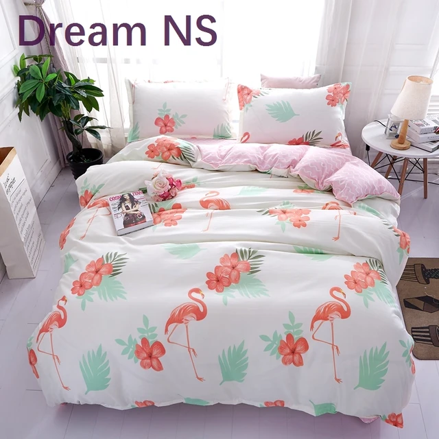 Dreamns New Hot Flamingo Bed Linen Daisy Bedding Set Queen King Size Dreamns New Hot Flamingo Bed Linen Daisy Bedding Set Queen King Size Sets Kids Bedroom Flat Sheet 3 4pcs Jogo De Cama
