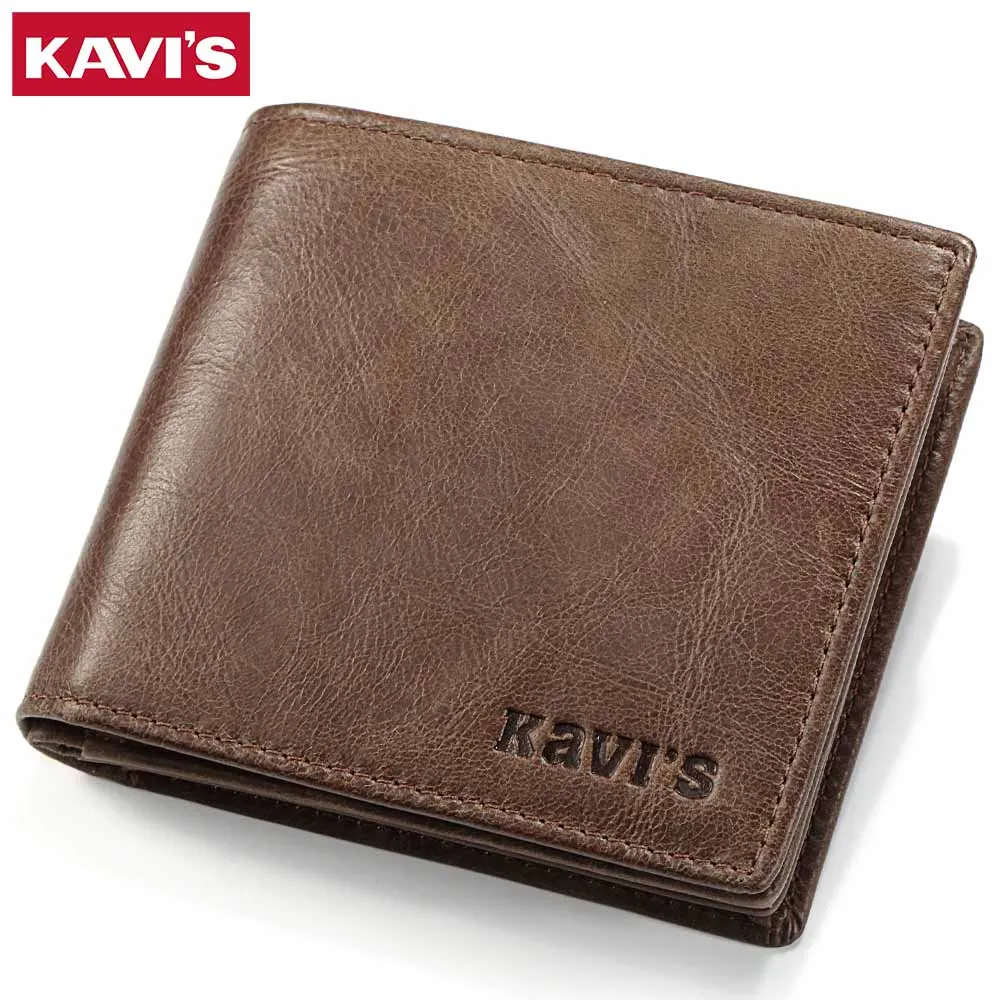 

KAVIS Genuine Leather Men Wallets Coin Purse Small Walet Portomonee Mini PORTFOLIO Clamp for Money Bag Male Cuzdan Card Holder