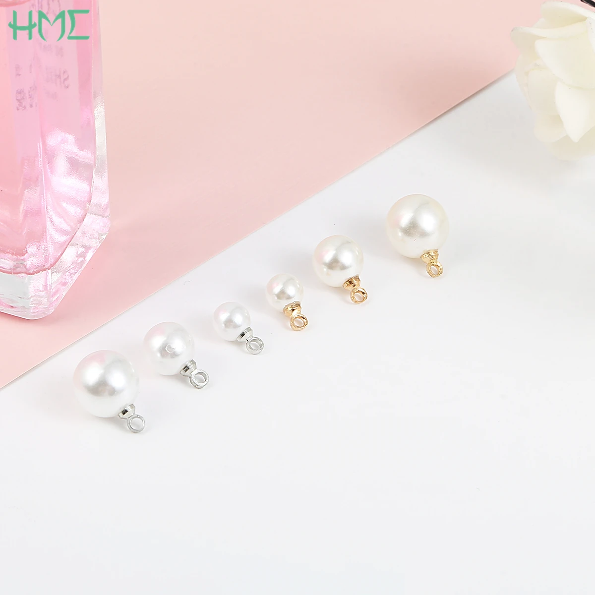 Imitation ABS Pearl Round Beads Charm Pendant 10pcs for Earrings Bracelet Necklace Choker DIY Ear Stud Jewelry Findings Making