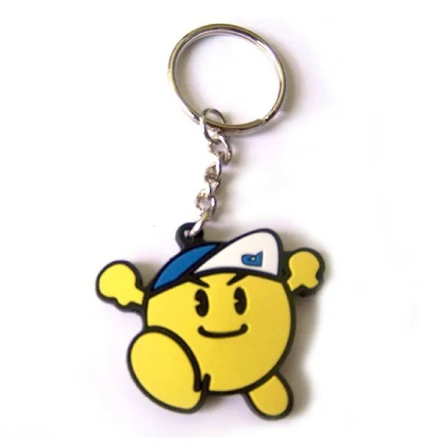 Желтый мультфильм милые рекламные цепочки для ключей подарки Логотип пластик ПВХ логотип по индивидуальному заказу брелоки резиновый дизайн держатель для ключей llaveros
