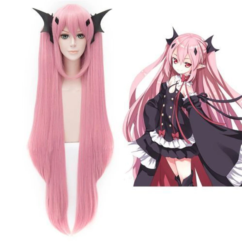 

Seraph of the end Krul Tepes Cosplay Wigs Pink Women Heat Resistant Synthetic Hair Perucas Cosplay Wig +Wig Cap
