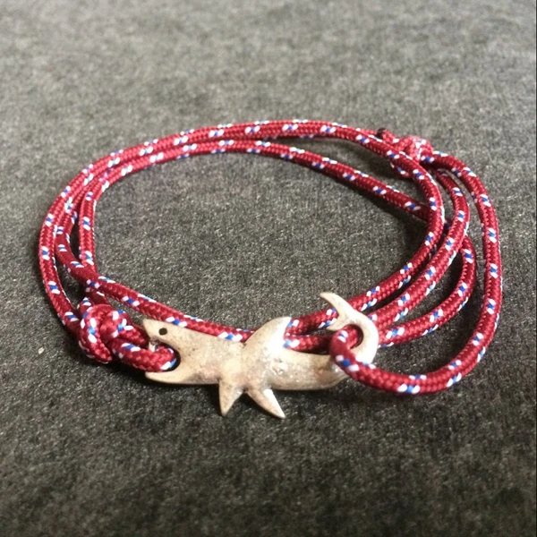 

Silver Plated PunK Style 2.5mm Nylon Rope Hand-rope RZ Shark Rope Bracelet
