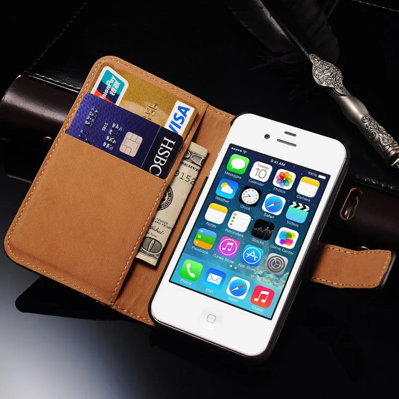 4S Чехол-кошелек из кожи чехол для iphone 4 роскошная сумка мобильного телефона Coque |