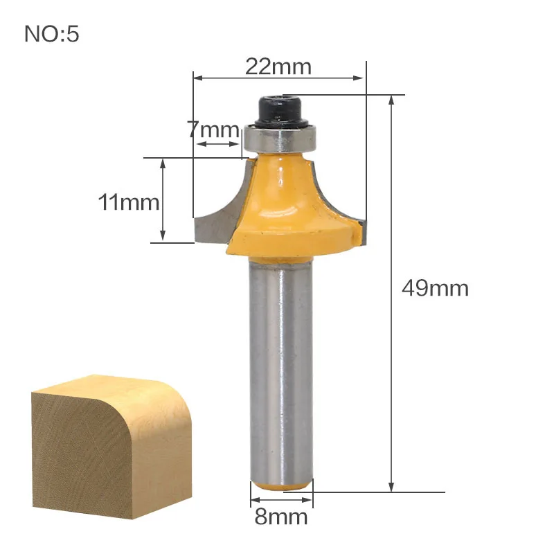 1 шт. 8 мм хвостовик древесины маршрутизатор бит прямой Концевая фреза триммер очистка заподлицо отделка угловая круглая бухта коробка биты инструменты фреза - Длина режущей кромки: NO5