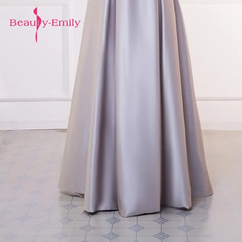 Beauty-Emily vestido de noche ТРАПЕЦИЕВИДНОЕ ПЛАТЬЕ для матери невесты платье для свадьбы выпускного платья на молнии с бантом для торжественных случаев