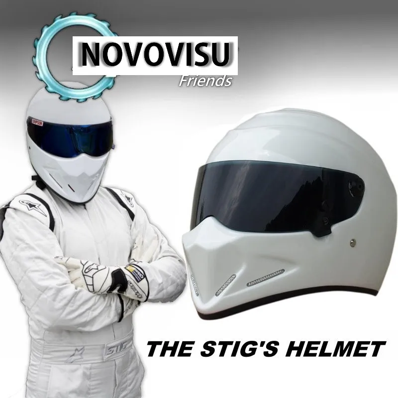 NOVOVISU For Top Gear The STIG Helmet Casco De Motocicleta with Black Visor Capacete as SIMPSON Pig White Motorcycle Casque  01