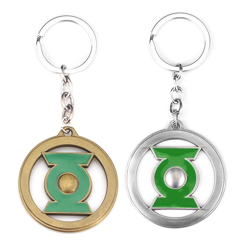

DC Comics Green Lantern Keychain Super Hero Green Symbol Silver And Antique Bronze Plated Metal Key Chain For Men Jewelry Gifts