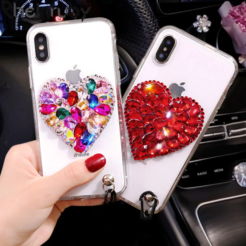 Чехол для телефона Rheinruby ручной работы с бриллиантами Love Heart huawei mate 20 Pro 9 10 P20 P10 Plus P9