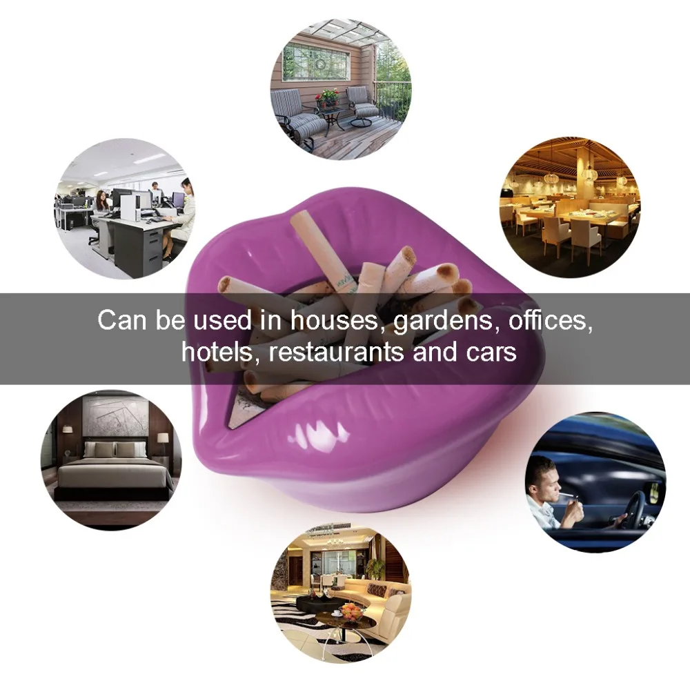 Ceramic Cigarette Ashtray Novelty Lip Mouth Cigarette Ashtray Holder For Smoker Fashion Home & Office Decorations Purple (7)