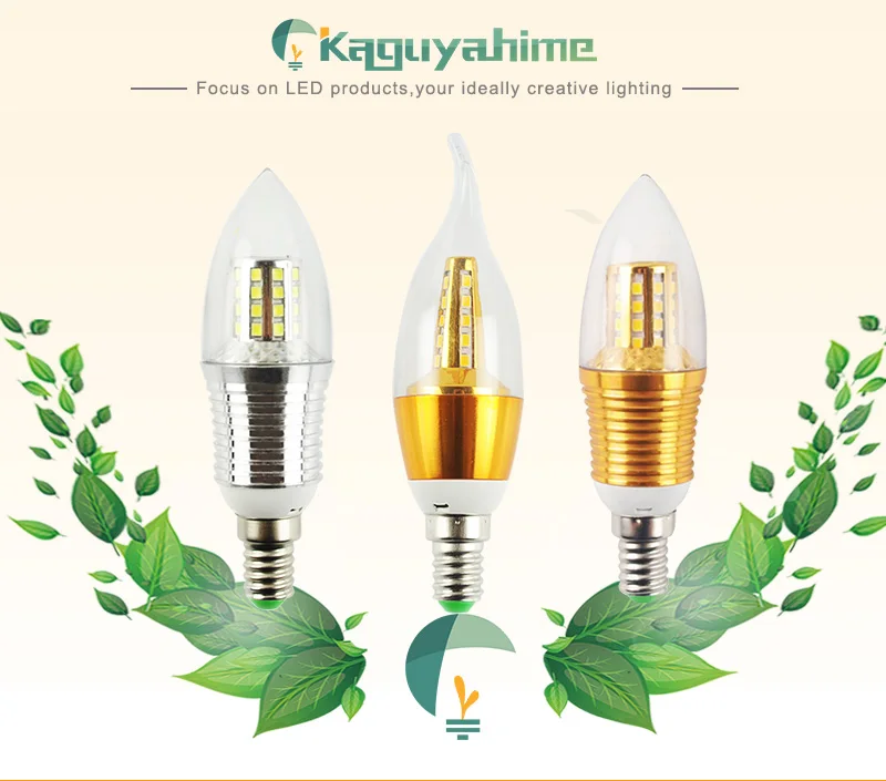 Kaguyahime LED E14 свечки Алюминий Лампа AC 220V 5W 7W 9W 12W 240V SMD2835 энергии энергосберегающие лампы Освещение в помещении лампы украш