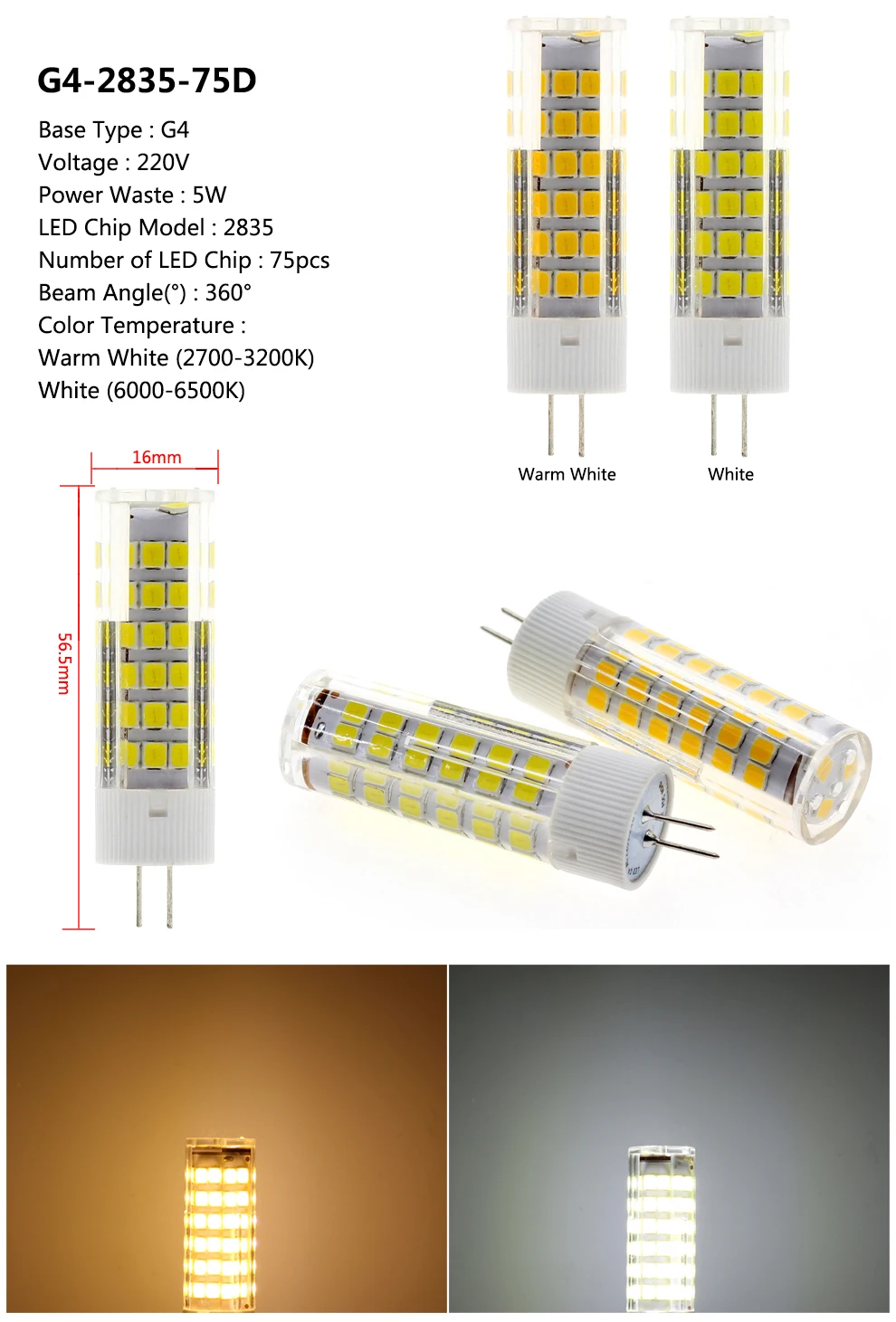 6 шт./лот G4 светодиодный ламповый светильник AC 220V белый/теплый белый светильник G4 светодиодный маленький кукурузный светильник