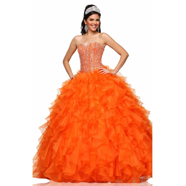 Orange Dress with Ruffles