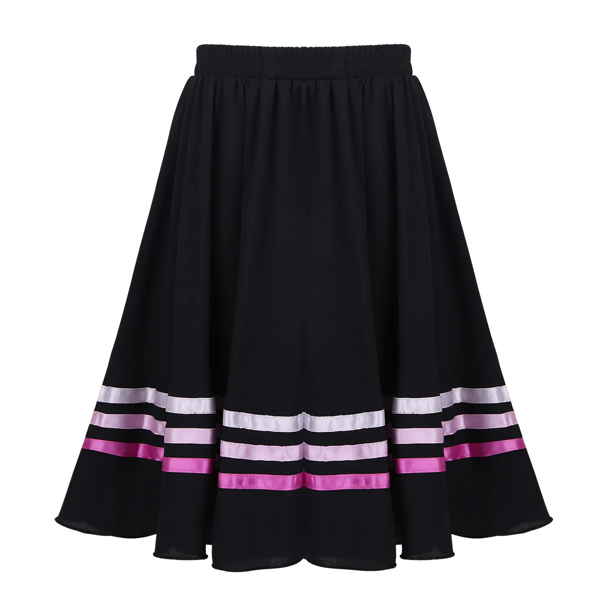 Балетная юбка для девочек-подростков с высокой талией; Длинная юбка-макси для выступлений; Праздничная Одежда для танцев - Цвет: Black Pink