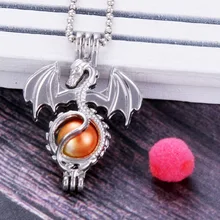 Подвеска в форме дракона жемчужное колье с кулоном в виде клетки медальон винтажный ароматерапия эфирное масло диффузор медальон на цепочке для девочки шарм