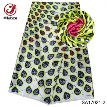 

Nigerian design African wax pattern satin fabric fashionable Digital print stretch silk satin fabric 5 yards per lot SA17021-2
