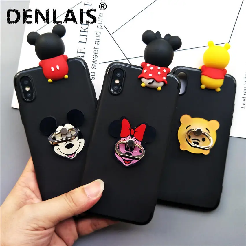 

Cute 3D Minnie Bear Cartoon Phone Case For Samsung Galaxy A3 A5 A7 2017 Case Stand Holder Soft Cover For Samsung A320 A520 A720