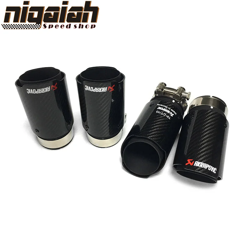 

Akrapovic Universal Car styling Exhaust Tail Pipes Glossy Carbon Fiber Muffler Tip Tail End Stainless Steel Black For Bmw E90