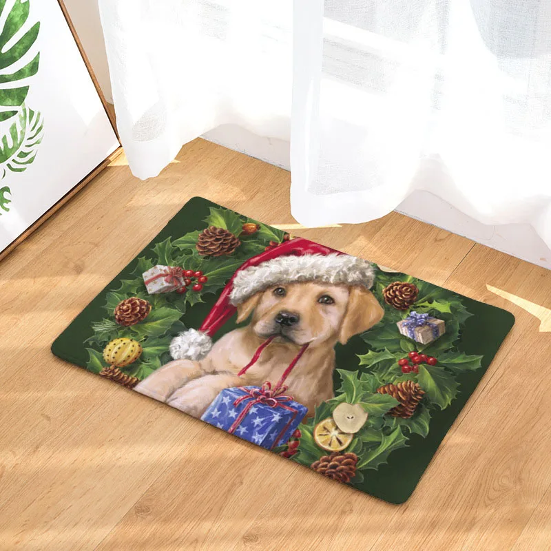 Кошка животное собака золотистый ретривер Санта Клаус походный матрац Рождественский подарок офис ковры прямоугольный Декор входная