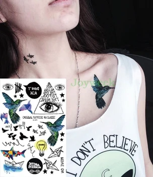 

Waterproof Temporary Tattoo Sticker Hummingbird fly bird eye of GOD tatto stickers flash tatoo fake tattoos for women girl