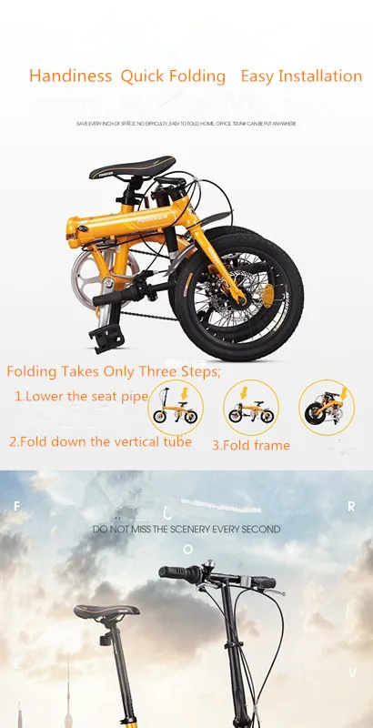 Best Man and Woman Bilateral Folding Pedals Front and Rear Mechanical Disc Brake Ultra-light Portable Small Aluminum Alloy Bike 1
