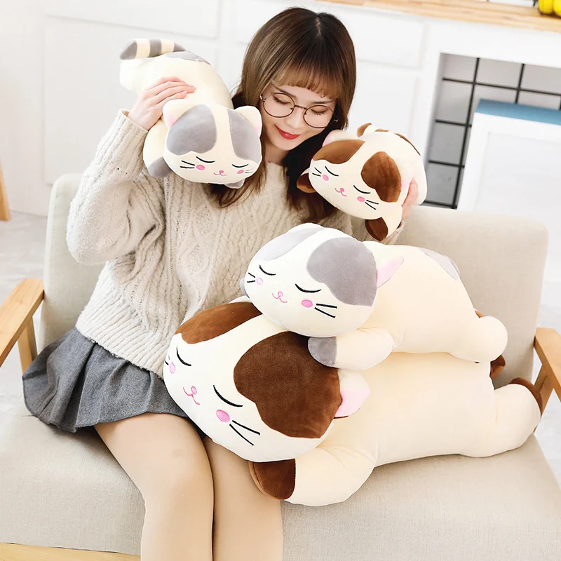 

1pc 40/80cm Kawaii Lying Cat Plush Toys Stuffed Cute Emoji Cat Doll Lovely Animal Pillow Soft Cartoon Cushion Kid Christmas Gift