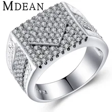 MDEAN Gran Anillo Cuadrado Diseño punk Joyería Oro Blanco Plateado Anillos de Compromiso moda Para hombres de lujo Accesorios Bague MSR370