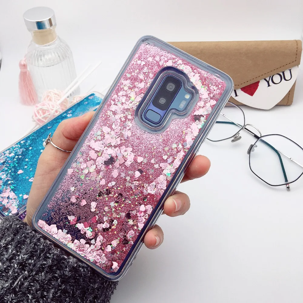 

Love Heart Stars Glitter Stars Phone Case for Samsung S8 S9 plus S7 edge C5 C7 C9 Dynamic Liquid Quicksand Soft TPU Back Cover