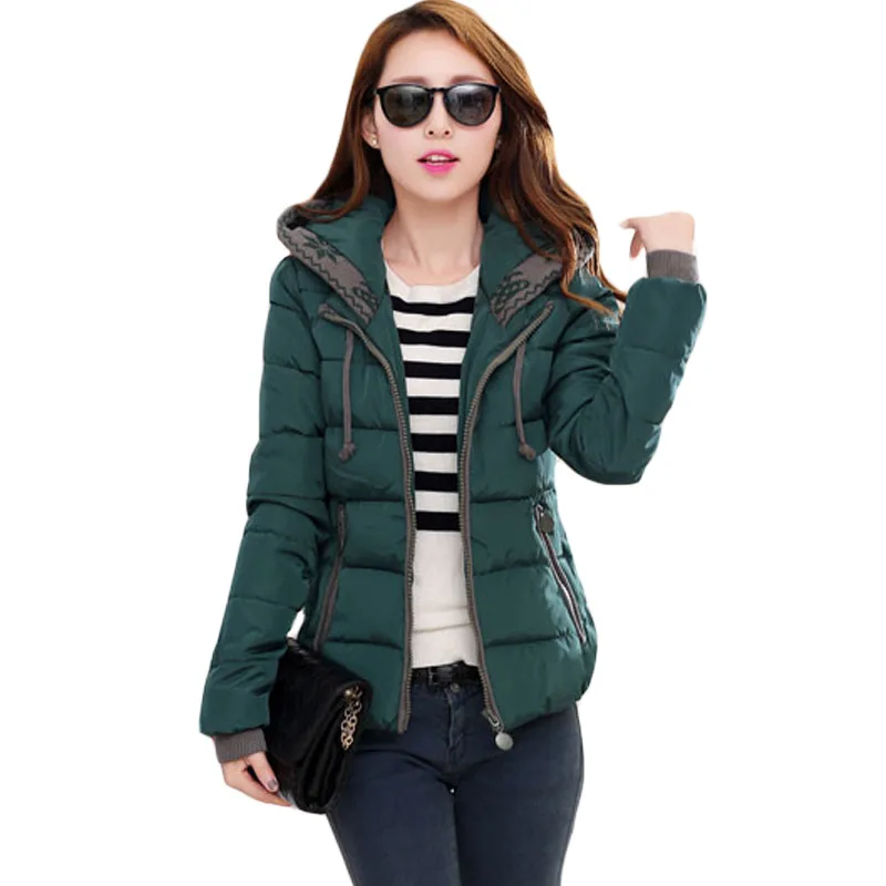 Womens Short Jackets Coats 2017 Adjustable Neck Cotton Padded Parka For ...