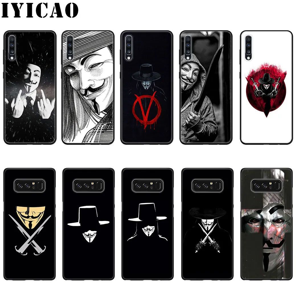 IYICAO V-Vendetta Маска Мягкий силиконовый чехол для samsung Galaxy A70 A50 A40 A30 A10 M10 M20 M30 Note 8 9