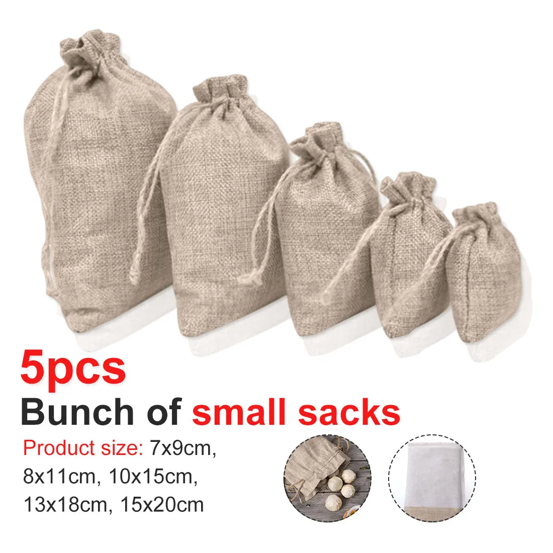 

5pcs Vintage Natural Burlap Gift Candy Bags Birthday Wedding Party Favor Pouch Jute Gift Candy Cookie Packaging Bags