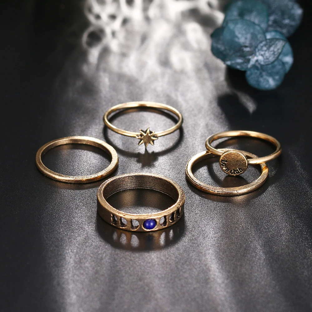 RscvonM, золотого цвета, Ретро стиль, простые кольца на кончики пальцев для женщин, винтажные кольца с геометрическими буквами и кристаллами, вечерние ювелирные изделия в богемном стиле