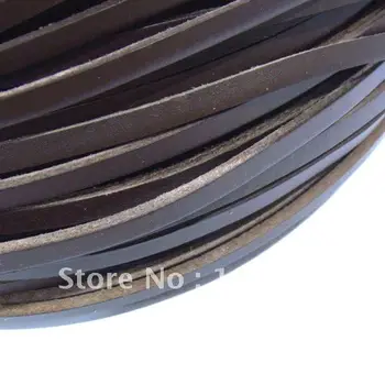 

Factory direct sale//!!! 100meters/roll coffee 5mm flat geunine leather cord