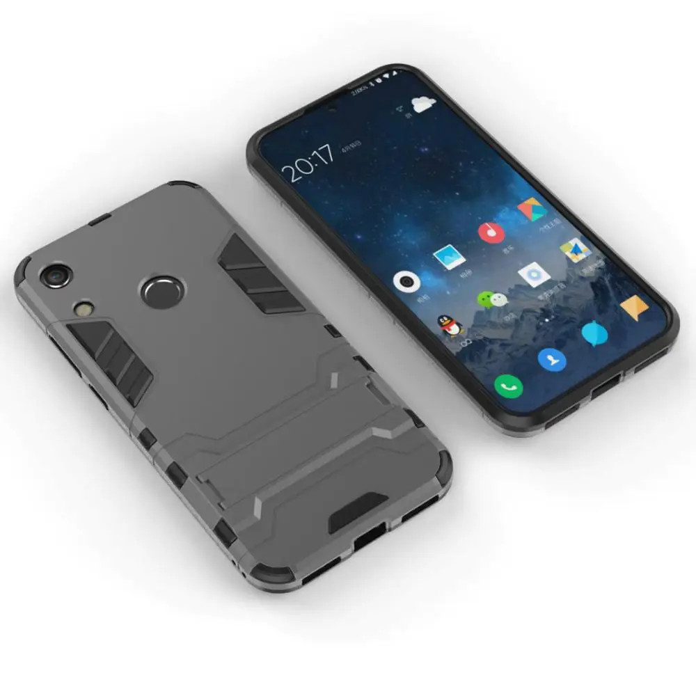 grey Чехол для huawei Honor 8A чехол PC+ Резина Силиконовый робот Броня кронштейн для ПК чехол для huawei Honor 8A - Цвет: grey